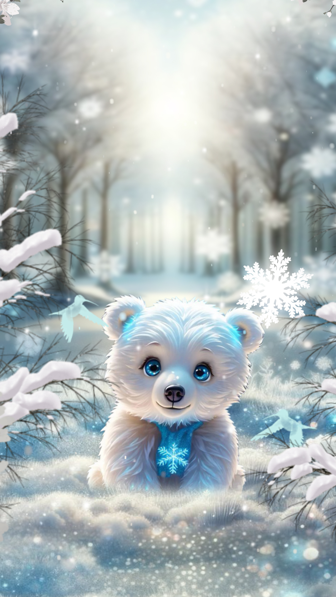 winter wonderland snowflake and blue bear