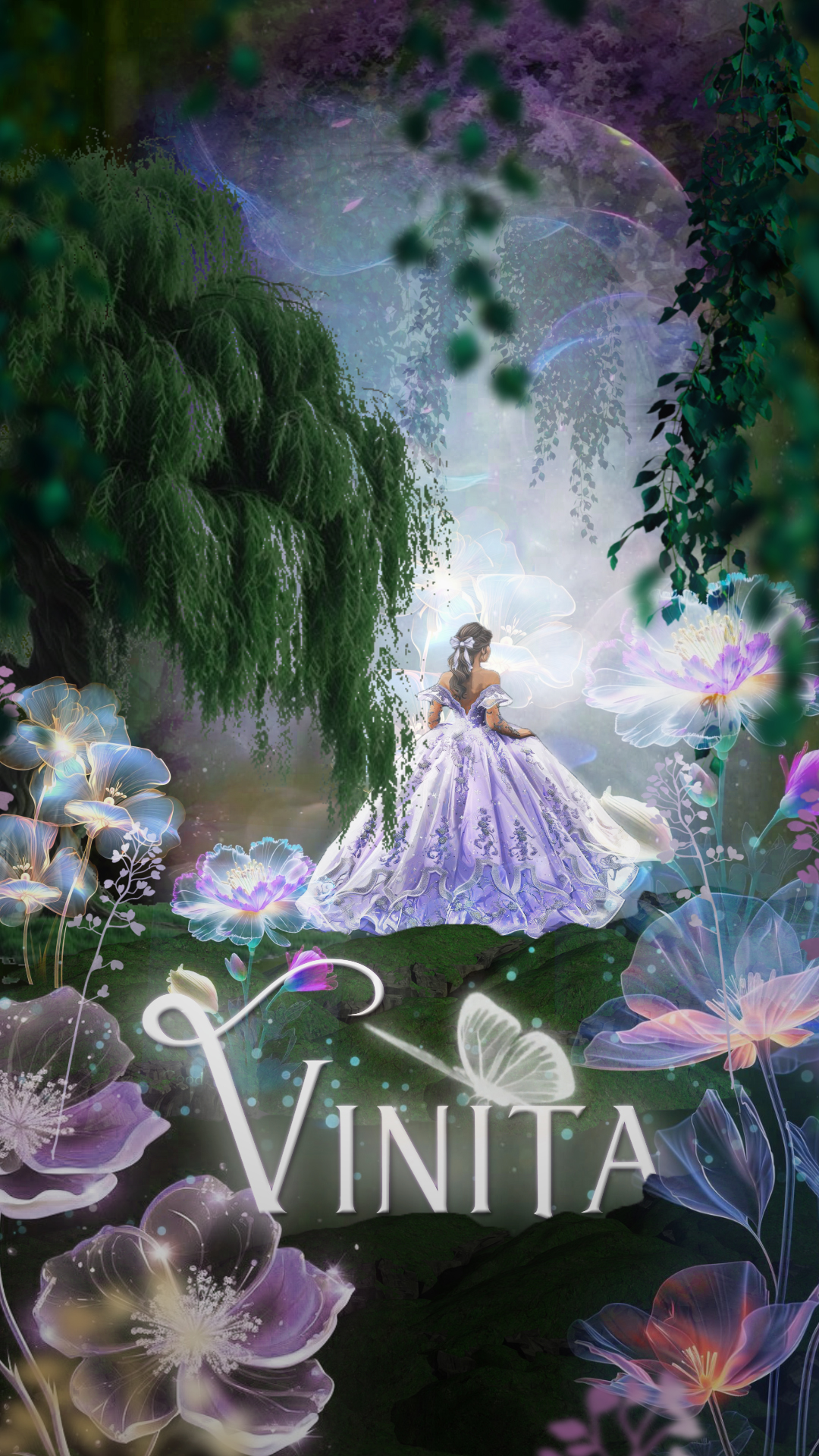 Enchanted forest with glow floral